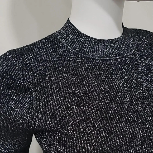 TED Baker Glitter Ribbed Silver Top - Picture 3 of 12